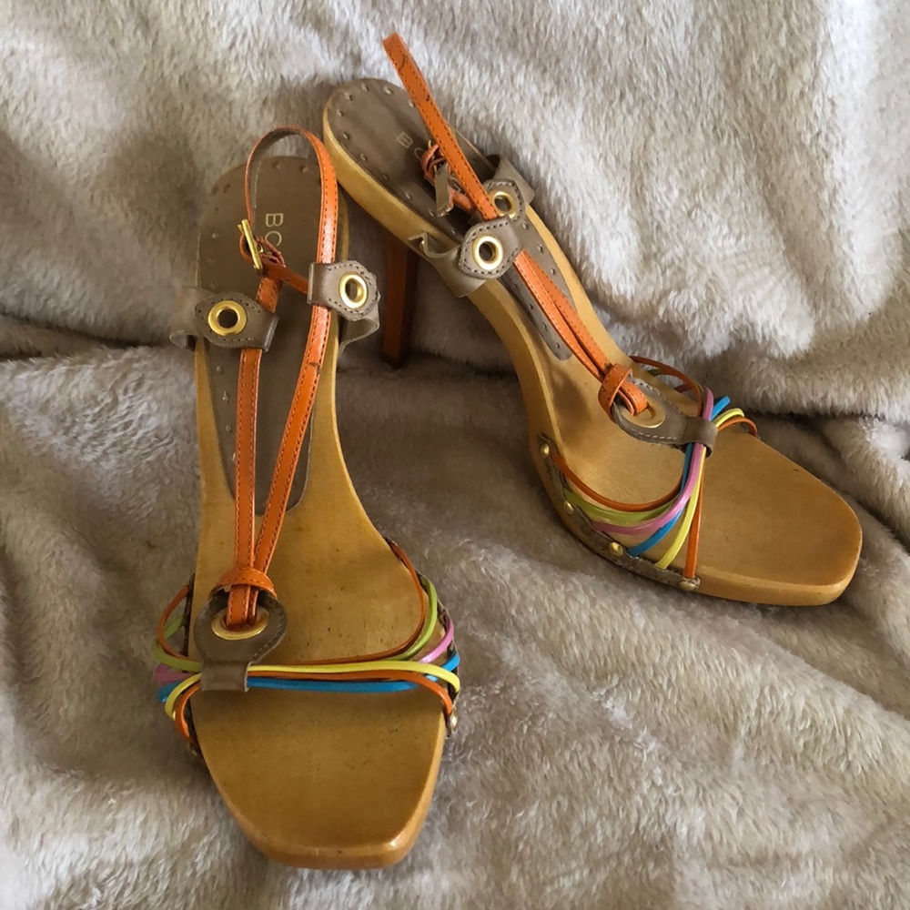 old school BCBGIRLS wooden heels